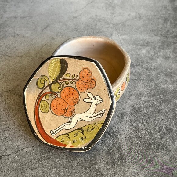 Vintage Hexagon Trinket Box Tonala Signed Galvan Mexico - Picture 3 of 6